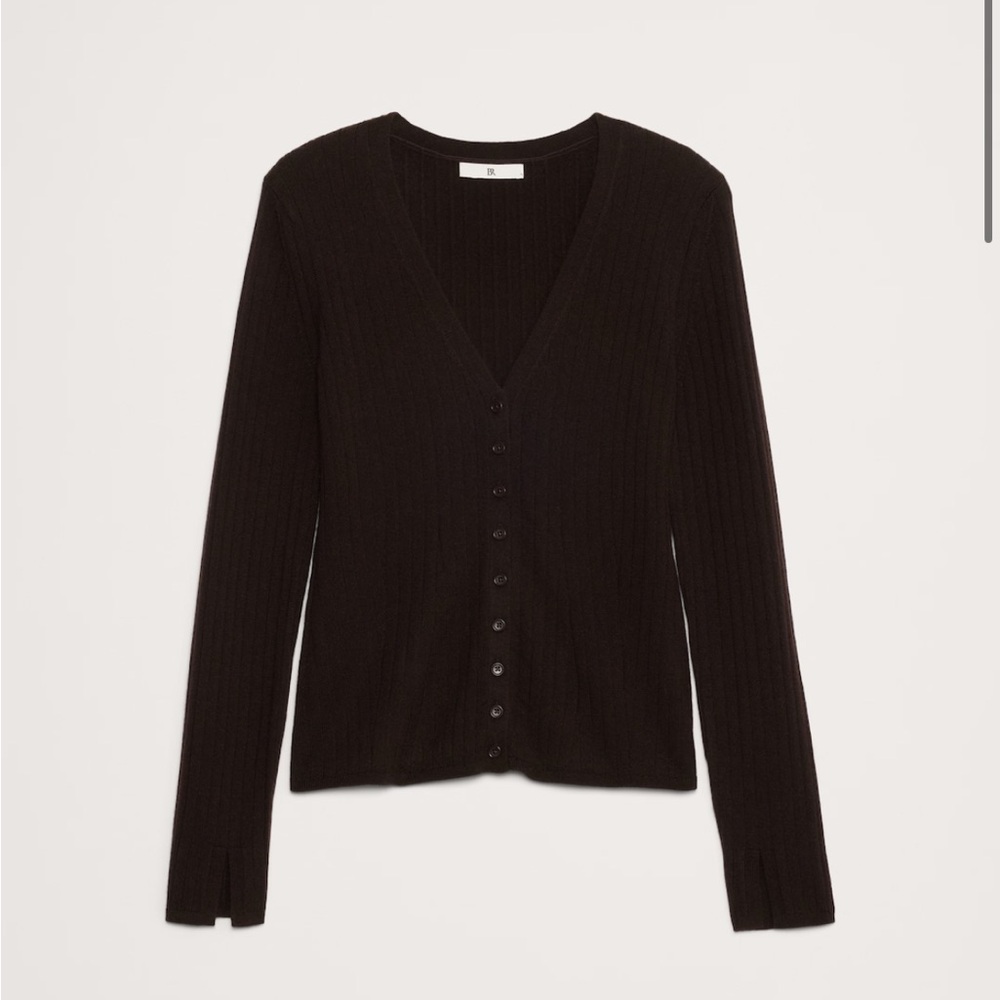 RIBBED MERINO CARDIGAN 100% Wool Brown